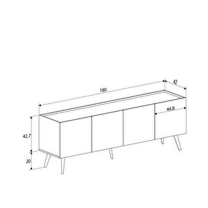 Luna 4 Kapaklı Tv Ünitesi-florida Meşe 180x63x42 Cm