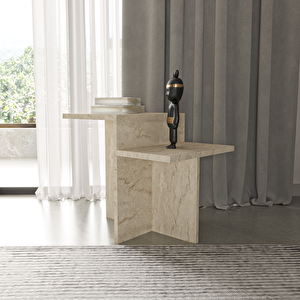Alonex Home Diana Mermer Desenli Yan Sehpa