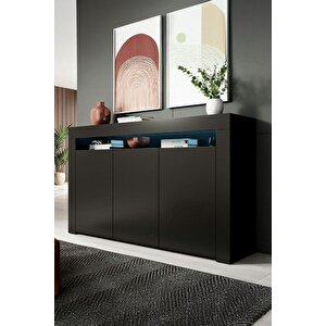 Ecm Konsol Led Aydınlatmalı Şık Büfe Modern Ve Zarif Konsol Siyah Mat Büfe