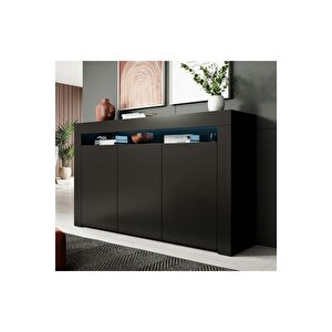 Konsol Led Aydınlatmalı Şık Büfe Modern Ve Zarif Konsol Siyah Mat Büfe