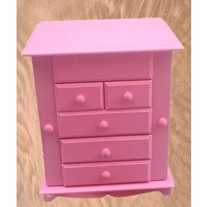 Hobi Takı Kutu Makyaj Şifonyer 90389 Model 9çekmece Parlak Pembe Ahşap Mdf Elyapım