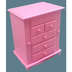 Hobi Takı Kutu Makyaj Şifonyer 90389 Model 9çekmece Parlak Pembe Ahşap Mdf Elyapım