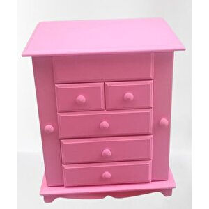 Hobi Takı Kutu Makyaj Şifonyer 90389 Model 9çekmece Parlak Pembe Ahşap Mdf Elyapım
