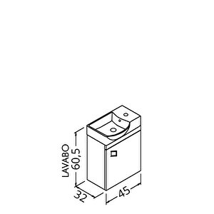 Mini 45 Cm Alt Modül - Sağ Lavabolu Sağ