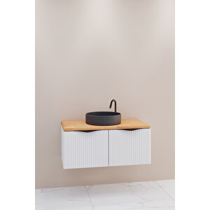 Belissimo 100 Cm Antrasit Lavabolu Alt Modül Beyaz