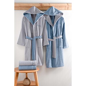 4'lü Aile Seti Hoodie İndigo-latte İndigo