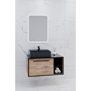 Energy 90 Cm Siyah Lavabolu Banyo Dolabı