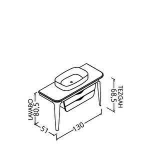 Brezza 130 Cm Masif Tezgahlı Alt Modül