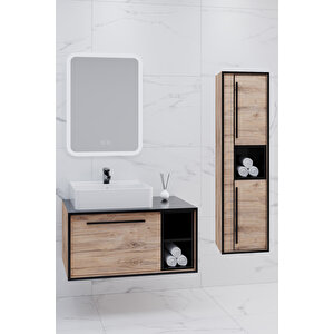Energy 90 Cm Beyaz Lavabolu Banyo Dolabı - Boy Dolap Dahil