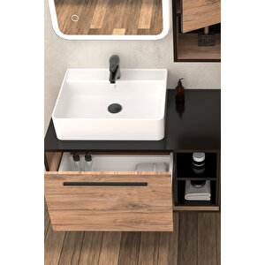 Energy 90 Cm Beyaz Lavabolu Banyo Dolabı - Boy Dolap Dahil