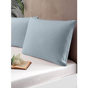 2'li Pamuk Saten Yastık Kılıfı Gri