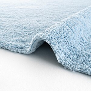 Cool Halı Cool Cotton Ccn Plain Blue Makinede Yıkanabilir Kaymaz Taban Pamuk Dokuma Bebek Halı