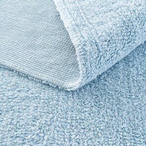 Cool Halı Cool Cotton Ccn Plain Blue Makinede Yıkanabilir Kaymaz Taban Pamuk Dokuma Bebek Halı