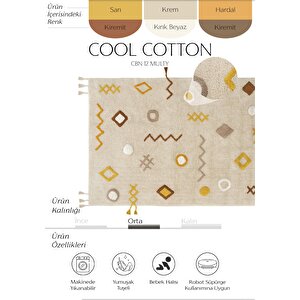 Cool Cotton Ccn 12 Multy Xw Makinede Yıkanabilir Kaymaz Tabanlı Pamuk Dokuma Bebek Halısı 120x180 cm