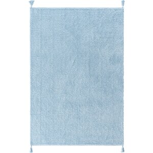 Cool Cotton Ccn Plain Blue Makinede Yıkanabilir Kaymaz Taban Pamuk Dokuma Bebek Halı 120x180 cm