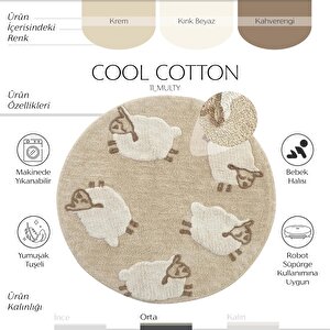 Cool Cotton Ccn 11 Multy Yıkanabilir Kaymaz Tabanlı Pamuk Dokuma Yuvarlak Bebek Halısı 120x120 cm
