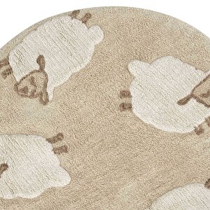 Cool Cotton Ccn 11 Multy Yıkanabilir Kaymaz Tabanlı Pamuk Dokuma Yuvarlak Bebek Halısı 120x120 cm