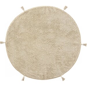 Cool Cotton Ccn Plain Bej Yıkanabilir Kaymaz Tabanlı Pamuk Dokuma Yuvarlak Bebek Halısı 120x120 cm