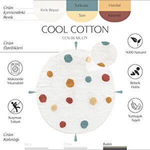 Cool Cotton Ccn 06 Multi Yıkanabilir Kaymaz Tabanlı Pamuk Dokuma Yuvarlak Bebek Halısı 120x120 cm