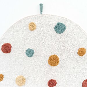 Cool Cotton Ccn 06 Multi Yıkanabilir Kaymaz Tabanlı Pamuk Dokuma Yuvarlak Bebek Halısı 120x120 cm