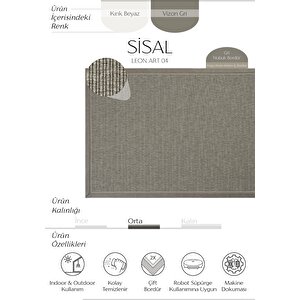 Leon Art 04 Balkon Halısı Hasır Doku Mutfak Halısı Çift Bordürlü İthal Sisal Halı Yolluk 100x300 cm