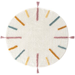 Cool Cotton Ccn 03 Multy Xw Yıkanabilir Kaymaz Tabanlı Pamuk Dokuma Yuvarlak Bebek Halısı 120x120 cm