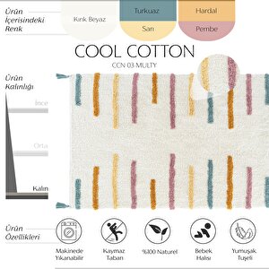 Cool Cotton Ccn 03 Multy Xw Makinede Yıkanabilir Kaymaz Taban Pamuk Dokuma Bebek Halı 100x160 cm