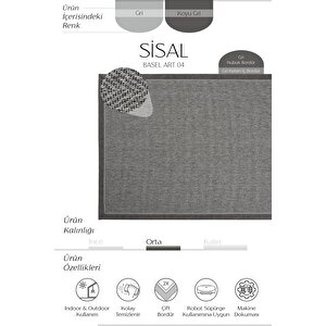 Basel Art 04 Balkon Halısı Hasır Doku Mutfak Halısı Çift Bordürlü İthal Sisal Halı Yolluk 80x300 cm