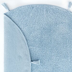 Cool Halı Cool Cotton Ccn Plain Blue Yıkanabilir Kaymaz Tabanlı Pamuk Dokuma Yuvarlak Bebek Halısı