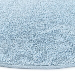 Cool Halı Cool Cotton Ccn Plain Blue Yıkanabilir Kaymaz Tabanlı Pamuk Dokuma Yuvarlak Bebek Halısı