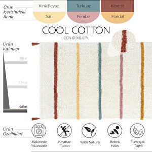 Cool Cotton Ccn 01 Multy Xw Makinede Yıkanabilir Kaymaz Taban Pamuk Dokuma Bebek Halı 120x180 cm