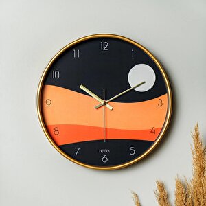 İniziare Turuncu Ay Gerçek Cam 30 Cm Sessiz Mekanizma Duvar Saati Pds-30