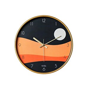 İniziare Turuncu Ay Gerçek Cam 30 Cm Sessiz Mekanizma Duvar Saati Pds-30