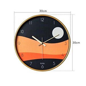 İniziare Turuncu Ay Gerçek Cam 30 Cm Sessiz Mekanizma Duvar Saati Pds-30