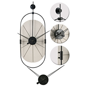 Muyika  Senator Beyaz Dekoratif Hand Made Renkli Sessiz Mekanizma 77x29 Cm Duvar Saati Mad-r