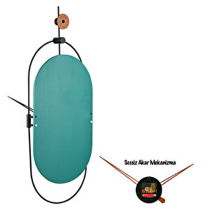 Muyika  Senator Yeşil Dekoratif Hand Made Renkli Sessiz Mekanizma 77x29 Cm Duvar Saati Mad-r