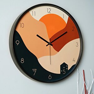 Pino Gün Batımı Gerçek Cam 42 Cm Sessiz Mekanizma Duvar Saati Pds-42