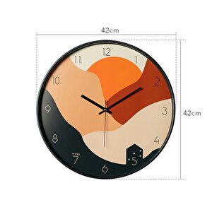 Muyika Pino Gün Batımı Gerçek Cam 42 Cm Sessiz Mekanizma Duvar Saati Pds-42