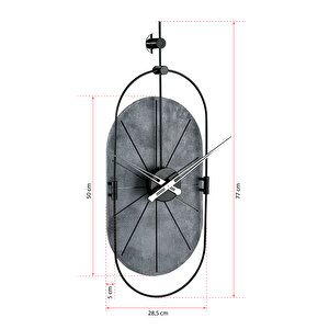 Muyika  Senator Gümüş Dekoratif Hand Made Renkli Sessiz Mekanizma 77x29 Cm Duvar Saati Mad-r