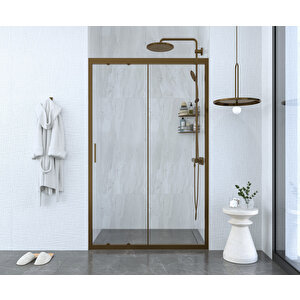 110 Cm 1 Sabit 1 Sürgü İki Duvar Arası Şeffaf  Cam Bronz  Profil 6mm  Kabin 110 cm