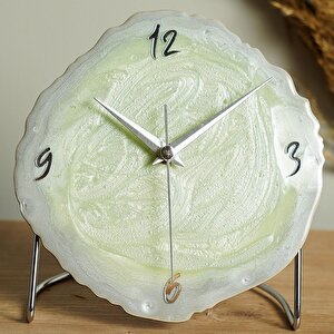 Diverso Gri Yeşil Dekoratif Masa Saati 18x23cm Sessiz Mekanizmalı Mms-epo