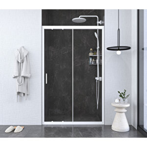 133 Cm 1 Sabit 1 Sürgü İki Duvar Arası Şeffaf  Cam Beyaz  Profil 6mm  Kabin 133 cm