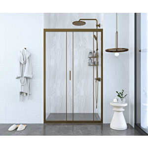 128 Cm 1 Sabit 1 Sürgü İki Duvar Arası Şeffaf  Cam Bronz  Profil 6mm  Kabin 128 cm