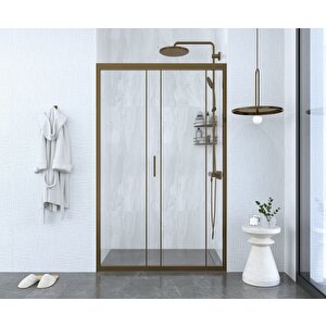 137 Cm 1 Sabit 1 Sürgü İki Duvar Arası Şeffaf Cam Bronz  Profil 6mm  Kabin 137 cm
