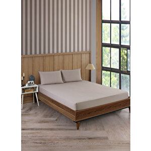 Pamuklu Çizgili Saten Tek Kişilik Lastikli Çarşaf Seti 100x200cm30 Cm 1 Adet Yastık Kılıfı 50x70