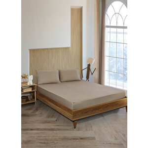 Pamuklu Saten Çizgili Tek Kişilik Lastikli Çarşaf Seti 100x200 Cm 30 Cm 1 Adet Yastık Kılıfı 50x70