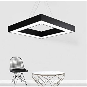 55x55cm Kare Modern Led Avize Siyah Sarkıt Linear 4000k Natural Işık Rengi