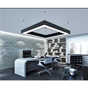 55x55cm Kare Modern Led Avize Siyah Sarkıt Linear 6500k Beyaz Işık Rengi