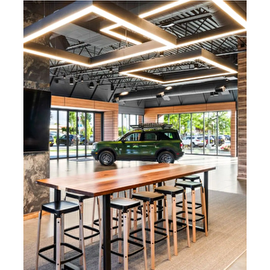 55x55cm Kare Modern Led Avize Siyah Sarkıt Linear 3000K Günışığı Işık Rengi