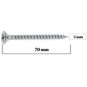 Sunta Vidası 5x70 Mm 200 Adet Dın 7505 Çinko Kaplama